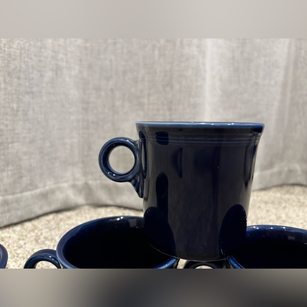 Set of 4 Vintage Homer Laughlin Fiesta Coffee Mugs/Tea Cups in Navy Blue, 1990s - Picture 11 of 14